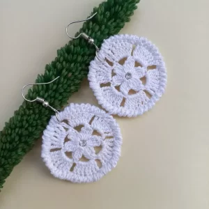 Cart wheel handmade crochet earring