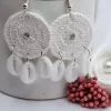 Circle with shell handmade crochet earring 1