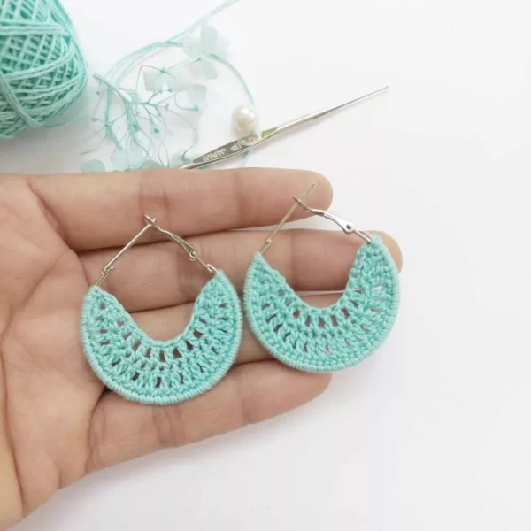 Half circle hoop handmade crochet earring 3