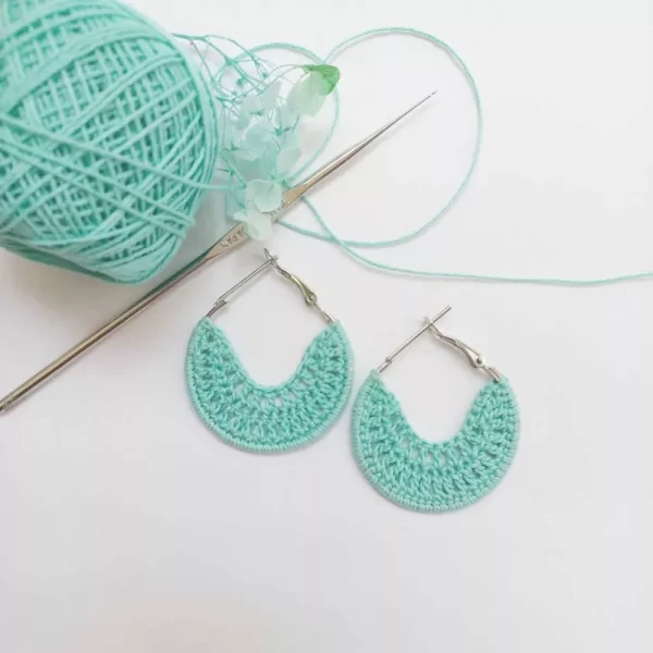 Half circle hoop handmade crochet earring 4