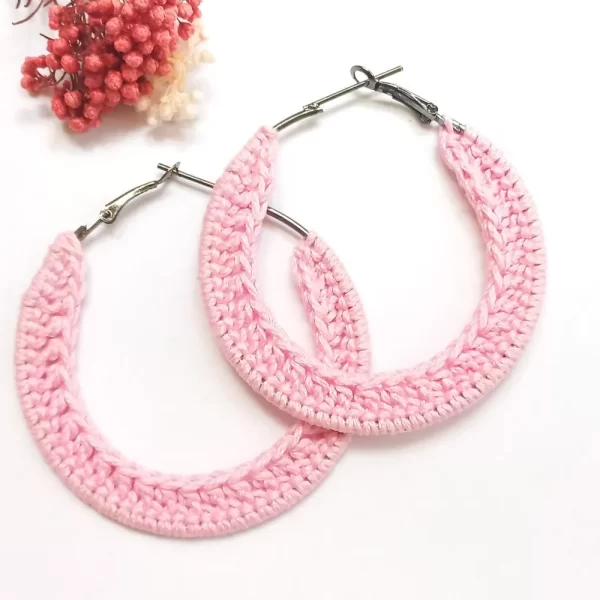 Handmade crochet hoop earrings