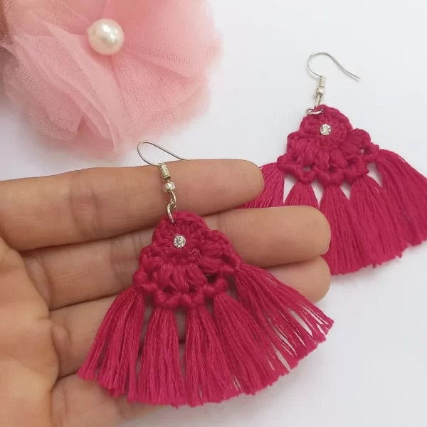 Handmade crochet tassel earrings 1