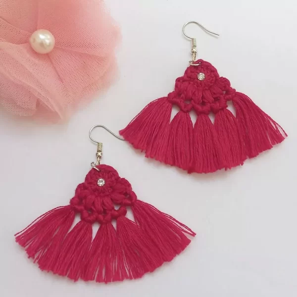 Handmade crochet tassel earrings