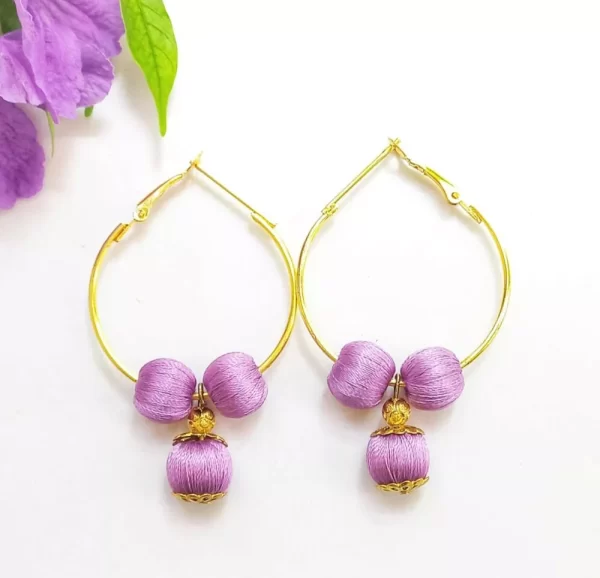 Handmade silk thread ball earring 1