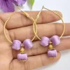 Handmade silk thread ball earring 2