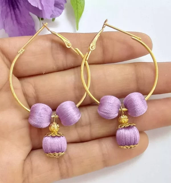 Handmade silk thread ball earring 2