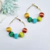 Handmade silk thread earring with multi color balls 1