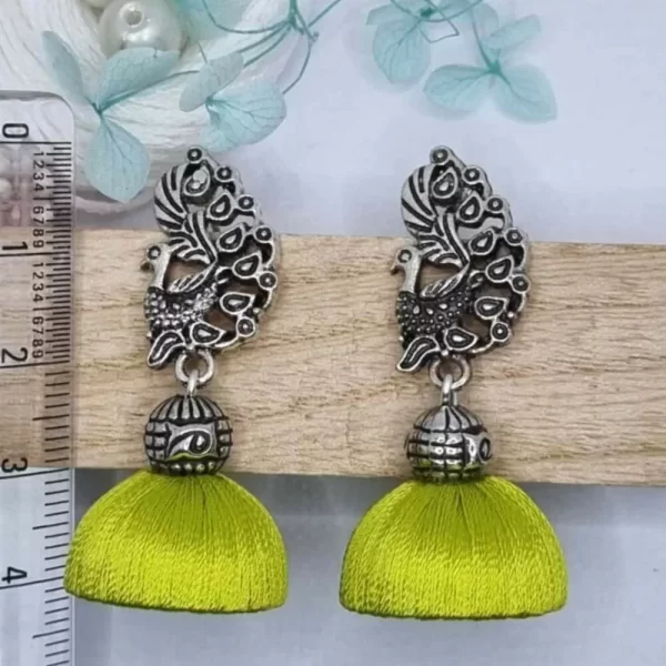 Handmade silk thread peacock jumka earring 2