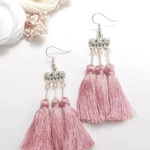 Handmade silk thread tassel earring 1