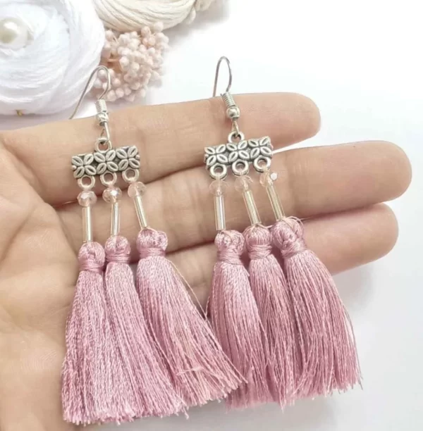 Handmade silk thread tassel earring 2