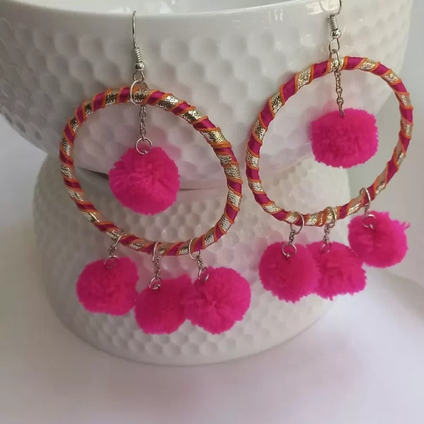 Pom pom handmade crochet earrings 2