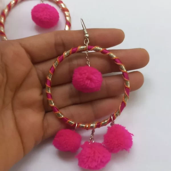 Pom pom handmade crochet earrings 3