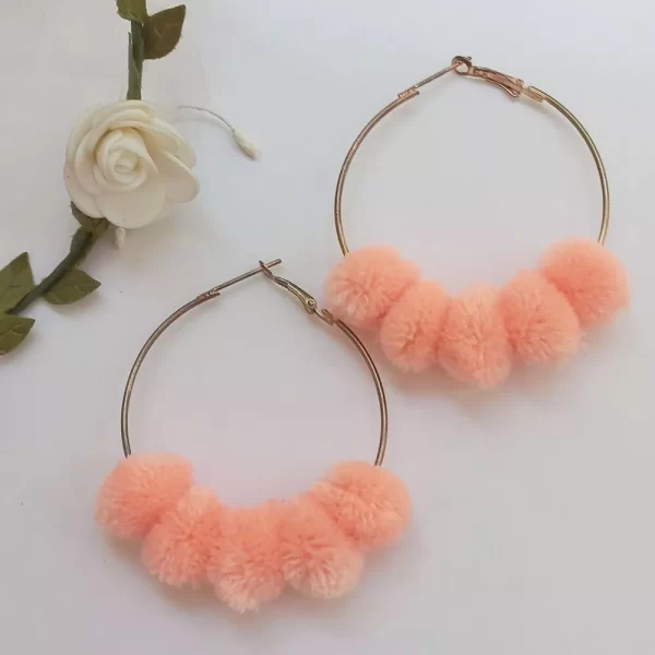 Pom pom handmade crochet earrings