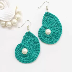 Sea shell handmade crochet earring