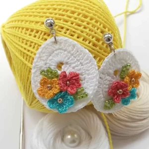 Small flower bunch handmade crochet earring