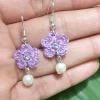 Small flower handmade crochet earring 4