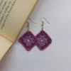 Square handmade crochet earrings 2