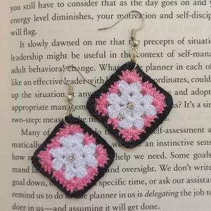 Square handmade crochet earrings