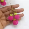 Swing pom pom handmade crochet earrings 1