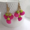 Swing pom pom handmade crochet earrings