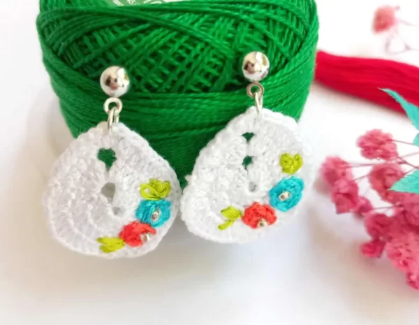 Water drop handmade crochet earring 1