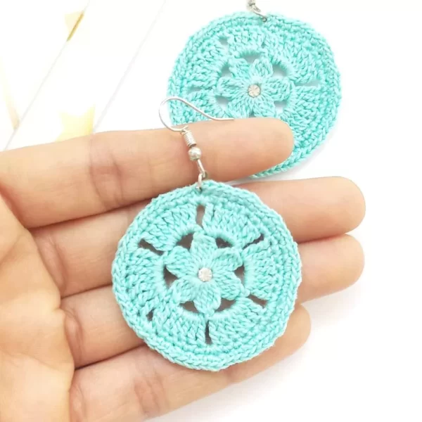 Wheel handmade crochet earring 1