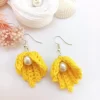 Yellow sea shell handmade crochet earring 2