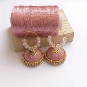 Handmade silk thread jumka with beads hoop earrings