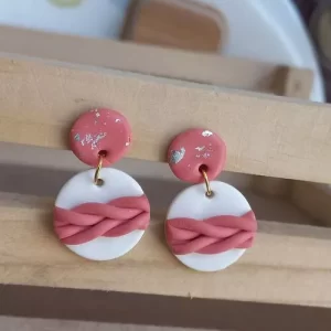 Handmade circle polymer clay earrings 1