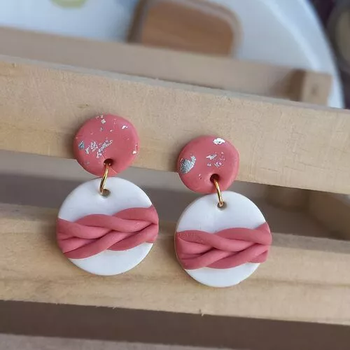 Handmade circle polymer clay earrings 1