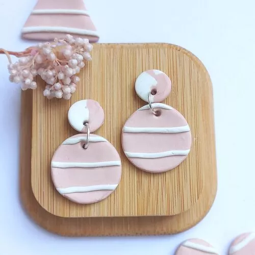 Handmade circle polymer clay earrings