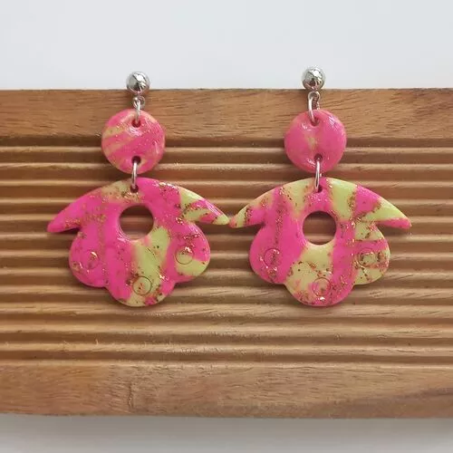 Handmade dangling polymer clay earrings