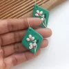 Handmade flower diamond polymer clay earrings