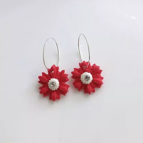 Handmade flower polymer clay earrings 2