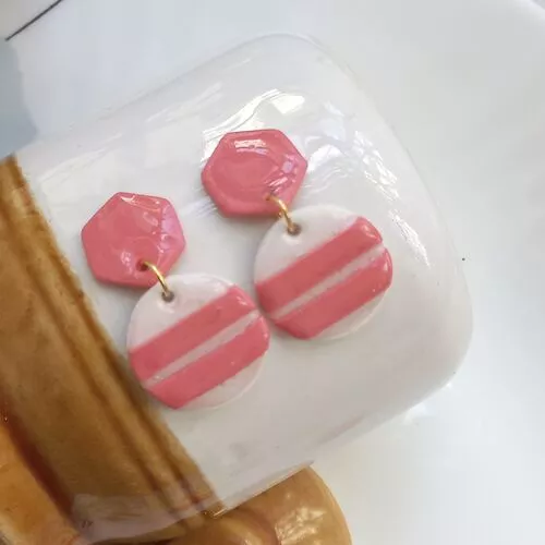 Handmade strip polymer clay earrings1