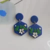 Handmade blue polymer clay earrings