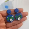 Handmade blue polymer clay earrings1