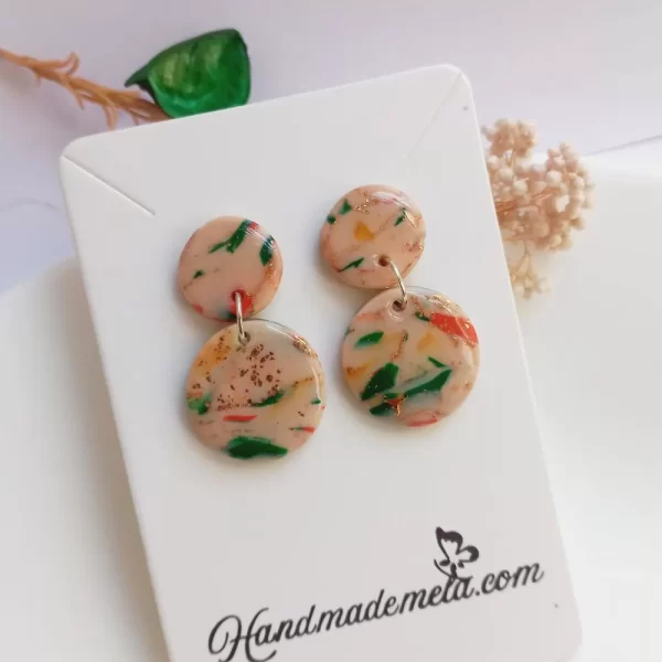 Handmade circle polymer clay earrings2