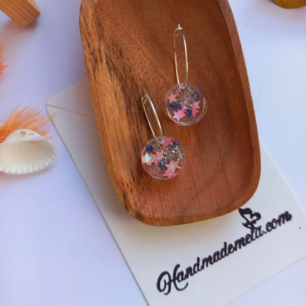 Handmade circle resin earrings3