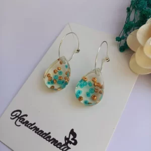 Handmade drop with beads resin earrings1