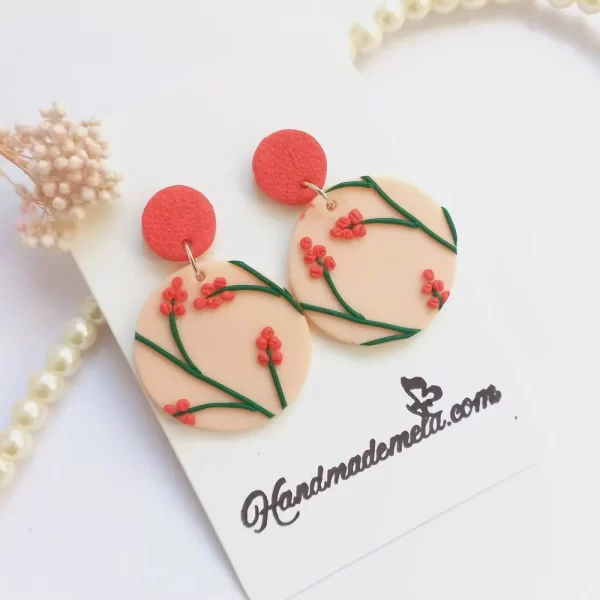 Handmade floral polymer clay earrings