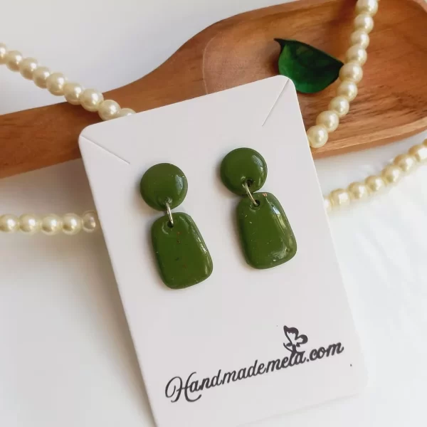 Handmade green polymer clay earrings