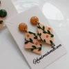 Handmade leafy polymer clay earrings