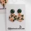 Handmade leafy polymer clay earrings1