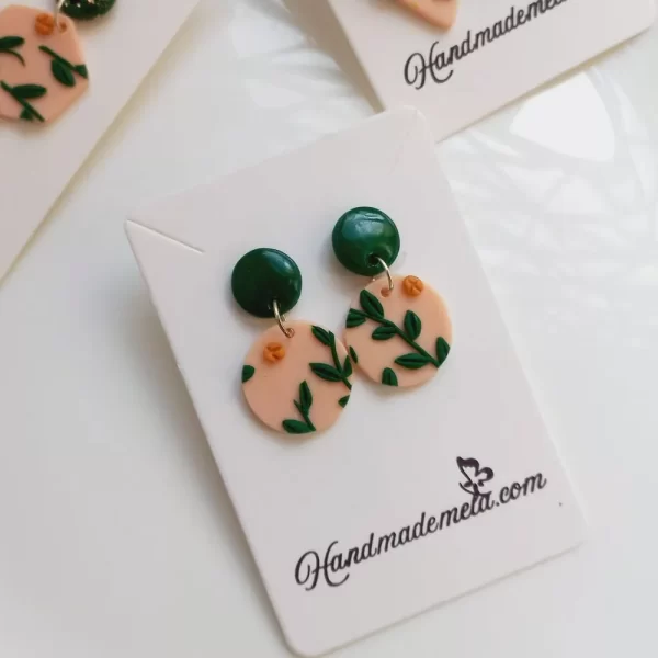 Handmade leafy polymer clay earrings2