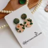 Handmade leafy polymer clay earrings3