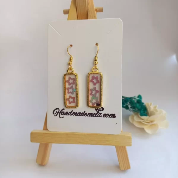 Handmade rectangle resin earrings