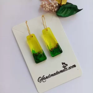 Handmade rectangular bar resin earrings