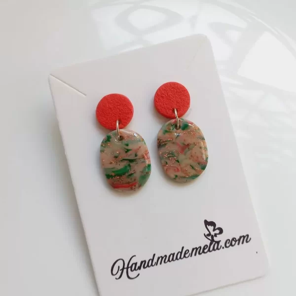 Handmade redcircle polymer clay earrings