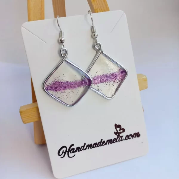 Handmade square resin earrings